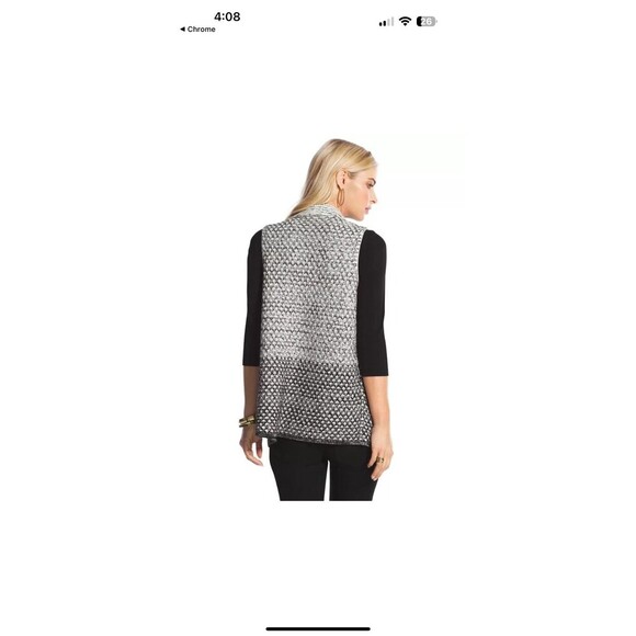 Chicos Textured Knit Sweater Vest Women's Size1M Black Antique White - Picture 12 of 12